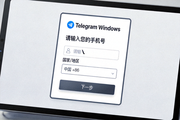 Telegram Windows 客户端首次运行登录界面截图 - 显示手机号输入框